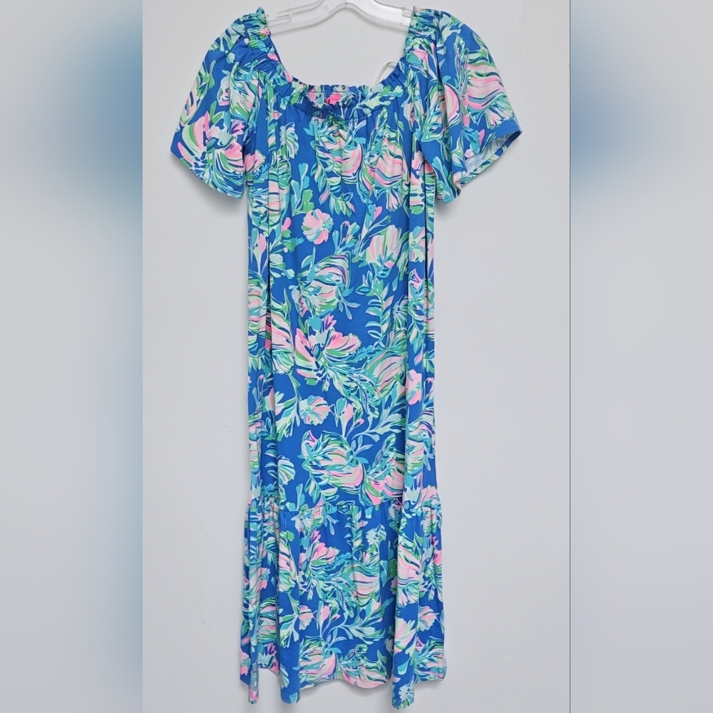 Lilly Pulitzer Blue and Pink Floral Maxi Dress